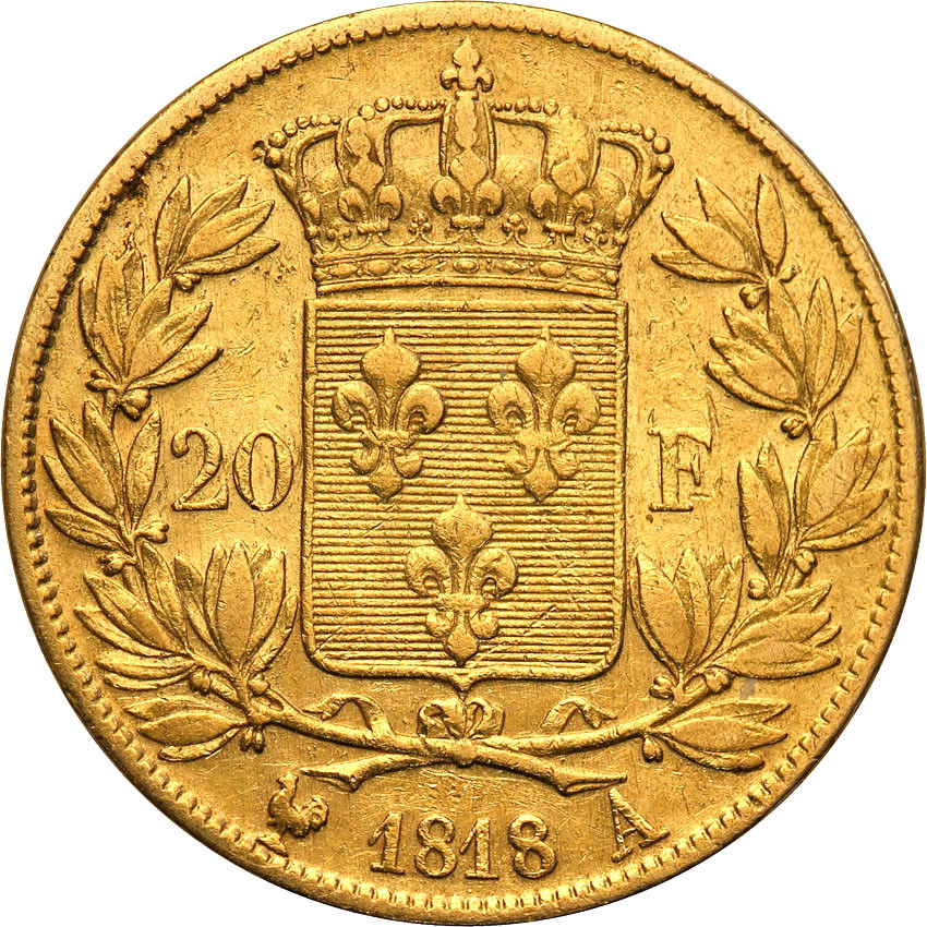 Francja. Ludwik XVIII. 20 Franków 1818 A, Paryż
